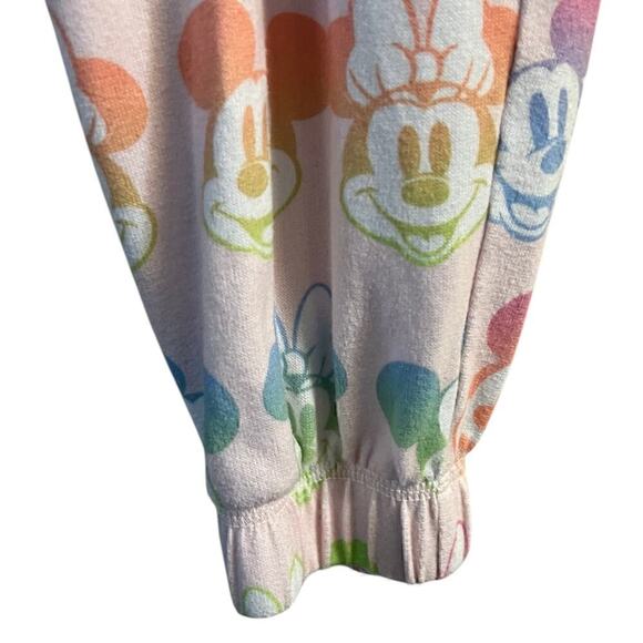 C8 Disney Mickey Minnie Mouse 2 piece jogger pink patterned pajamas L 12/14 NWOT - Picture 6 of 12